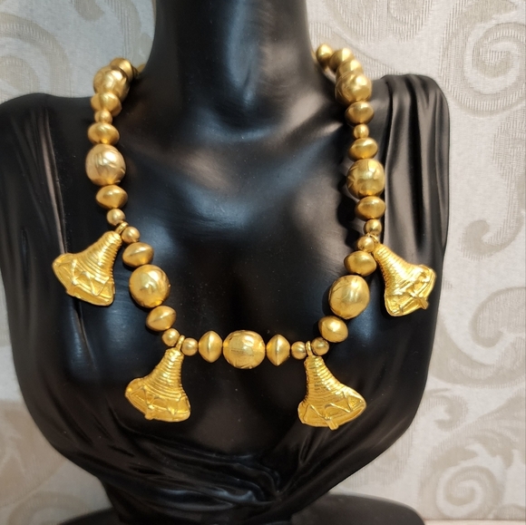 KENNETH JAY LANE 80s Vintage Regency Necklace Gold-Plated Tassel Statement RARE - Picture 9 of 9